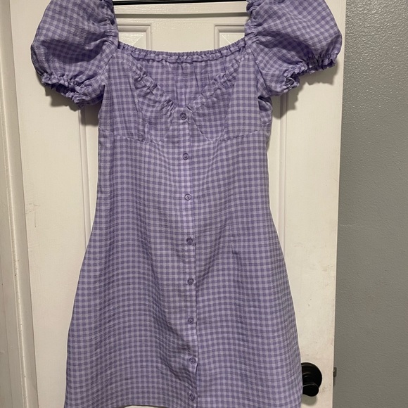 h&m purple plaid dress Divided H&M Purple-Black Plaid Dress, Worn a good